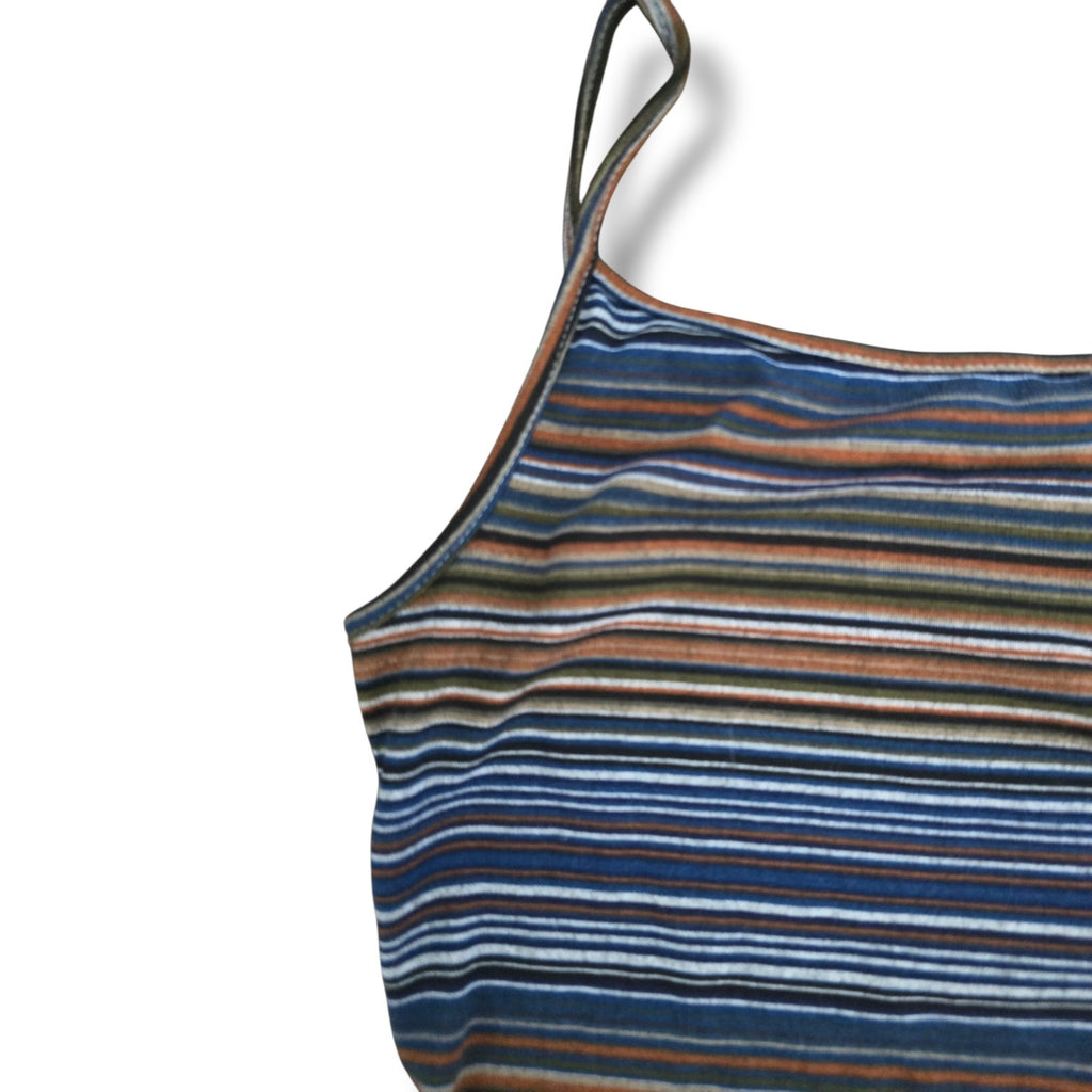 SHEIN Women's Size S Multi-Color Striped Ribbed Knit Cami Crop Top