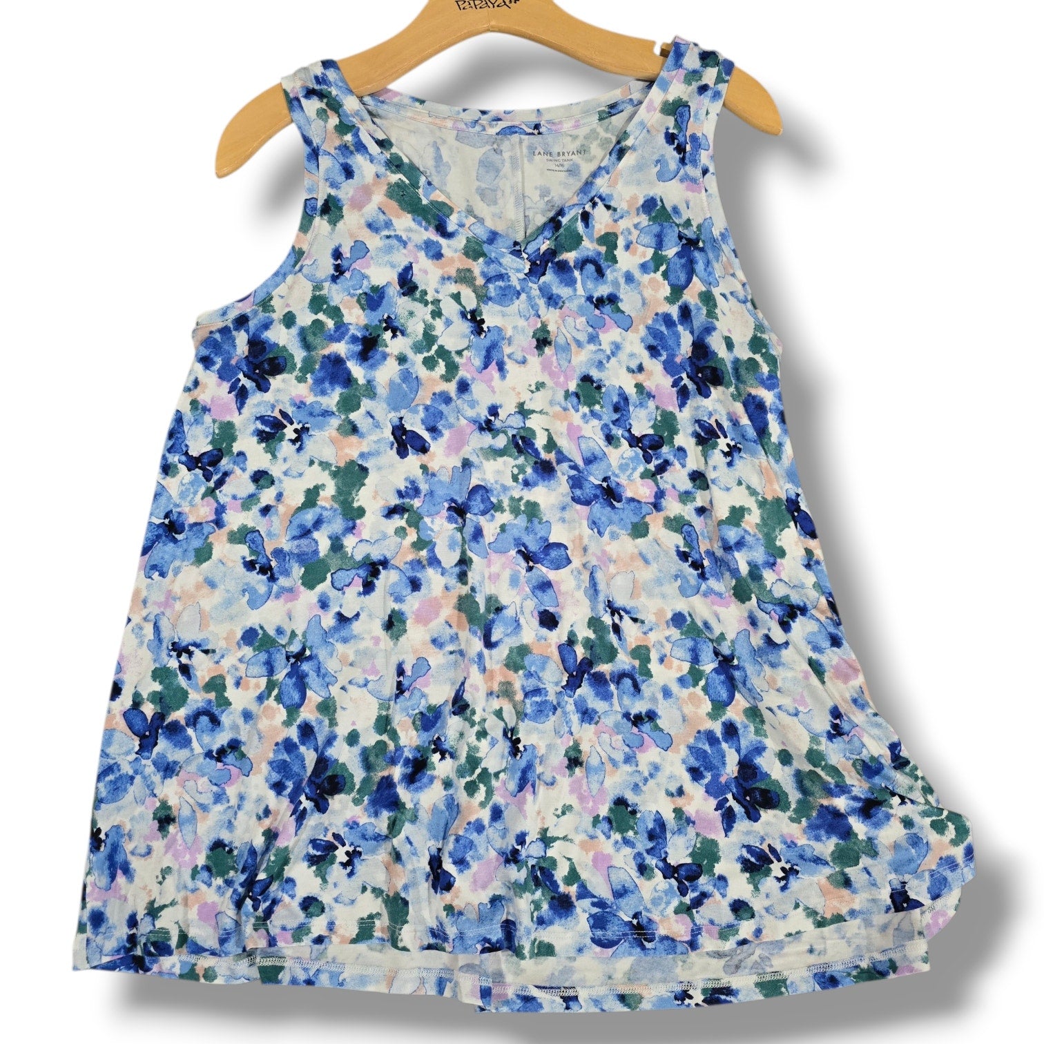 Lane Bryant Watercolor Floral V-Neck Swing Tank Top
