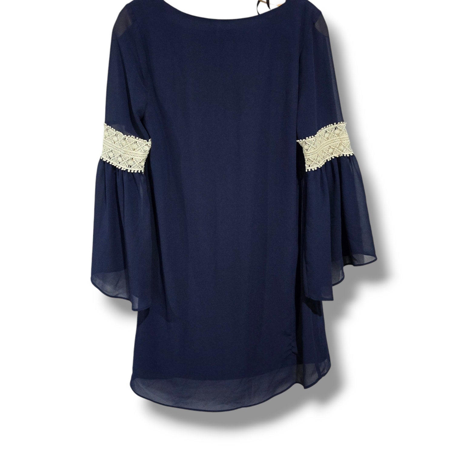 By & By Women’s Blue Sheer Lined Bell Sleeve Dress - Size Small