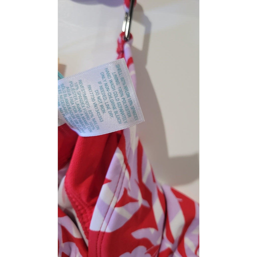 Kona Sol Women’s Red Botanical Leaf Tankini Swimsuit Top - Small NWT