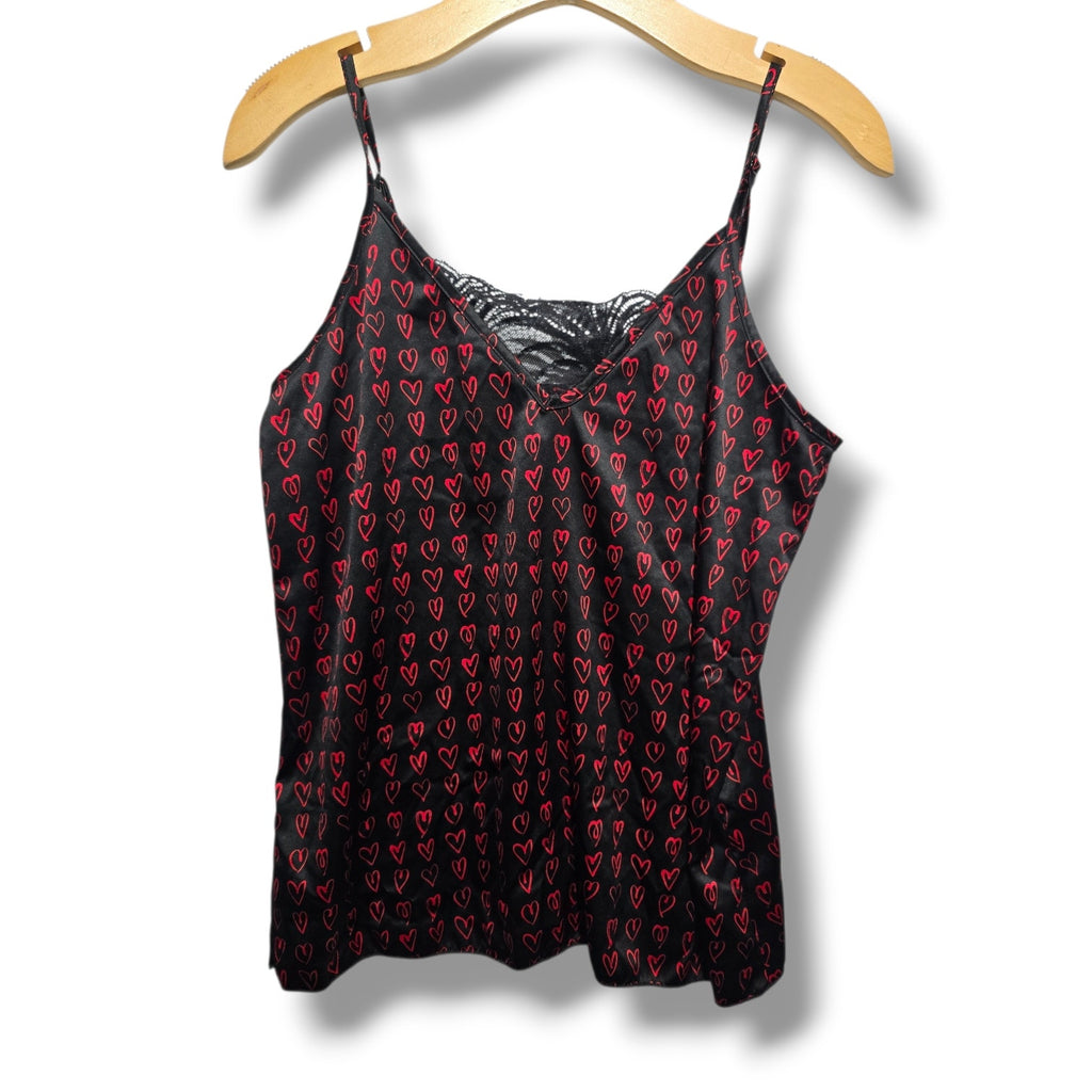 Rachel Rachel Roy women's Black & Red Heart Lace Trim Cami