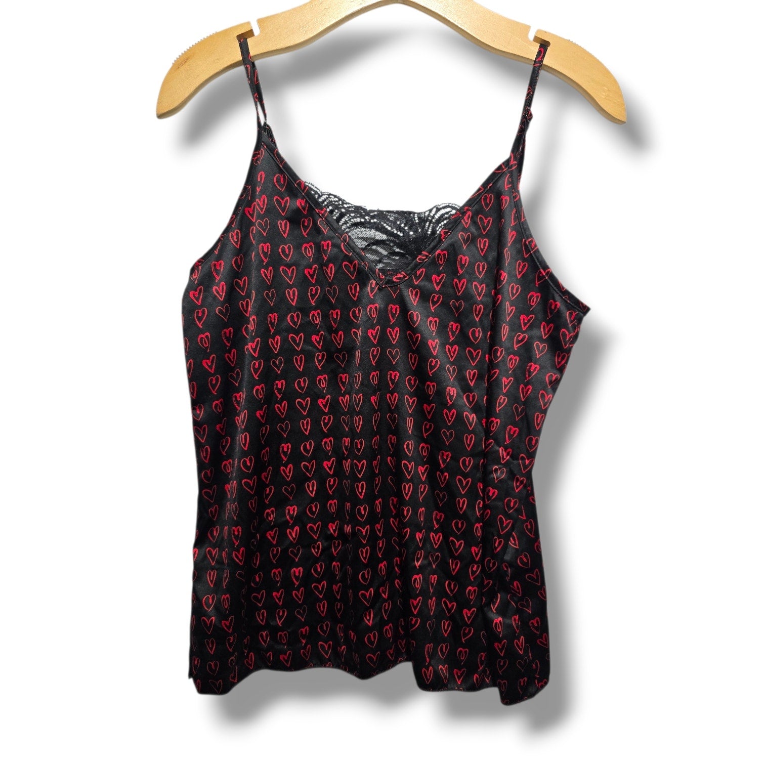 Rachel Rachel Roy women's Black & Red Heart Lace Trim Cami