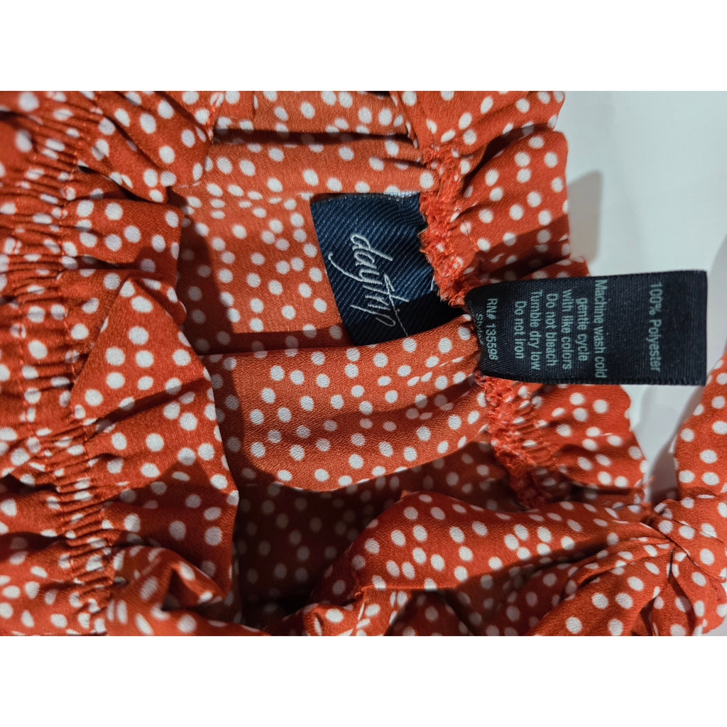 Daytrip Women’s Rust Polka Dot Off-Shoulder Ruffle Mini Dress – Size Small