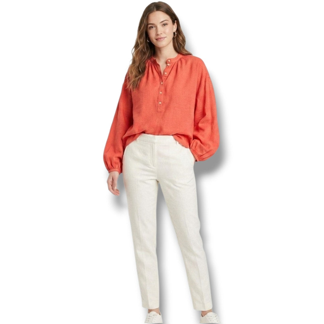 Universal Thread Women’s Orange Balloon Sleeve Oversized Poet Blouse small NWOT