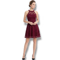 Madonna Material Girl Women’s Burgundy Lace Sleeveless Fit & Flare Dress Medium