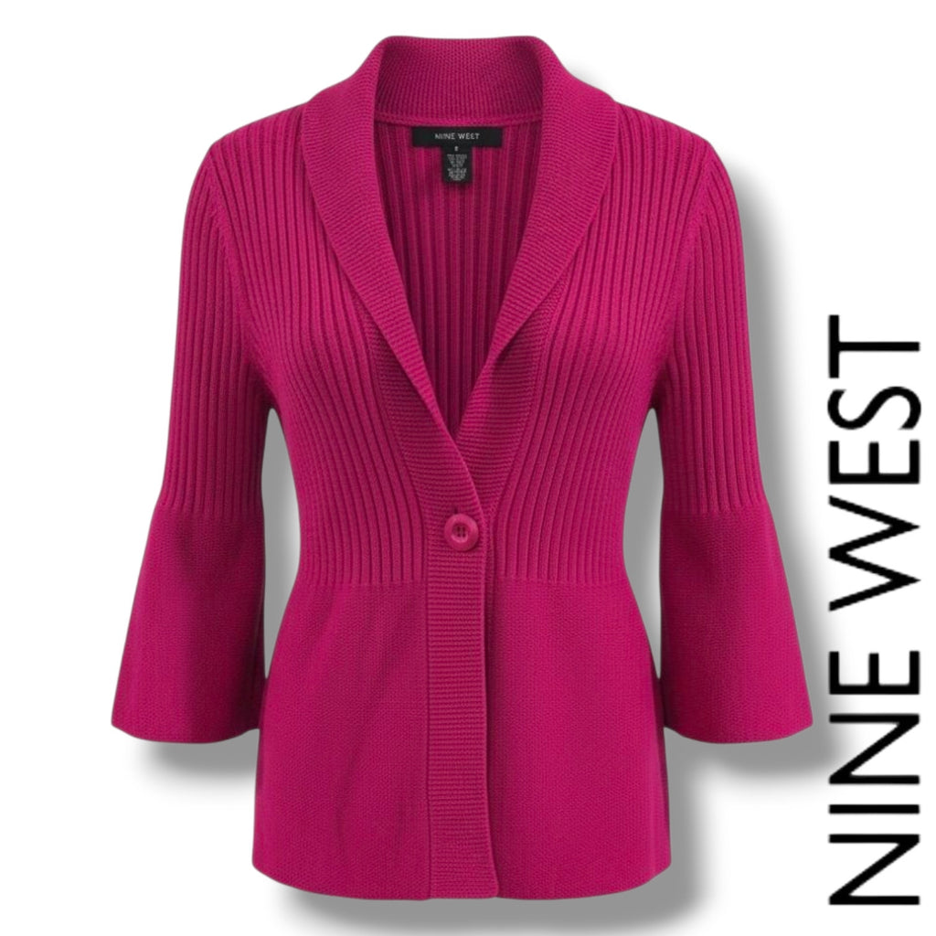 Nine West Women’s Fuchsia Ribbed Knit Cardigan – Gently Used size small