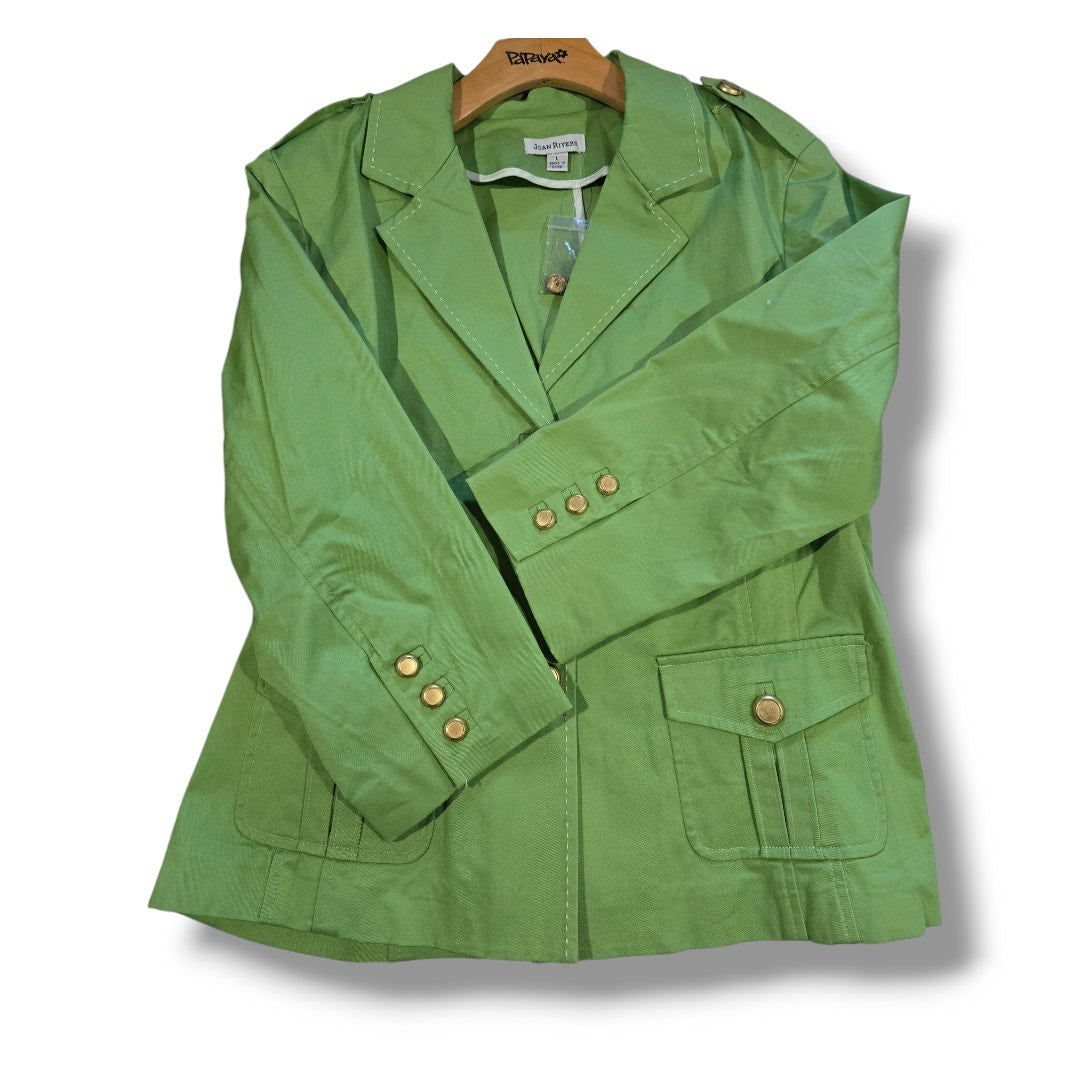 Joan Rivers Women’s Green Military Style Jacket w/ Gold Buttons & Pockets Large