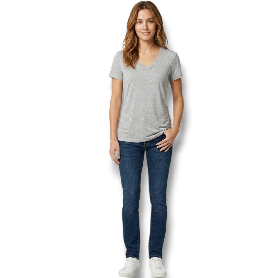 Zenana Outfitters Women’s Heather Gray V-Neck Tunic Top – Small, Rayon Spandex Blend
