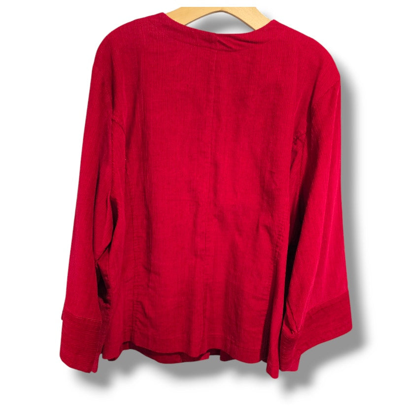 Vintage Shaver Lake Red Corduroy Cropped 3/4 Sleeve Button Front Blazer 2x