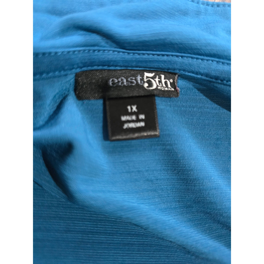 East 5th Woman Teal Twist-Front Short Sleeve Blouse plus size 1X