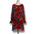 Taylor Woman plus size Red Floral Velvet Burnout Shift Dress 14W