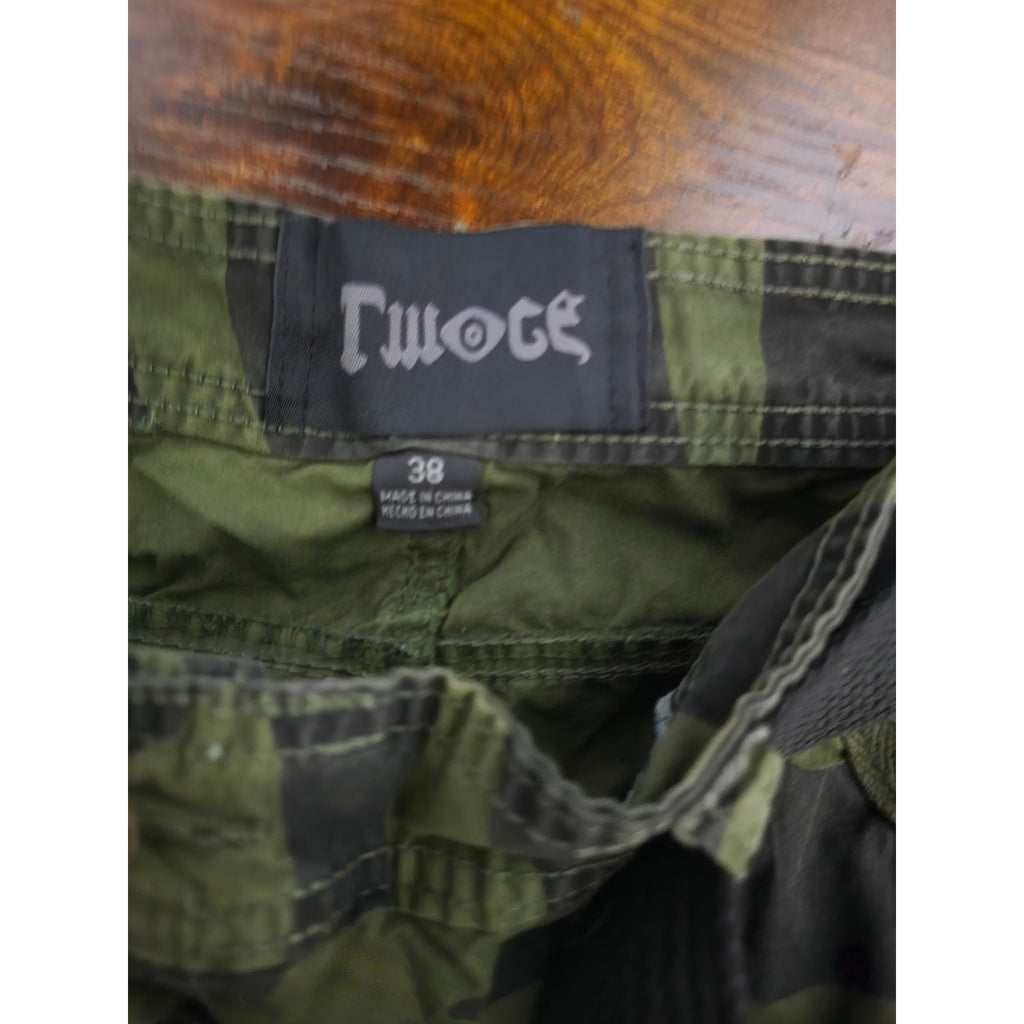Twoce Men's Size 38 Green Camo Belted Heavyweight Cargo Shorts NWT