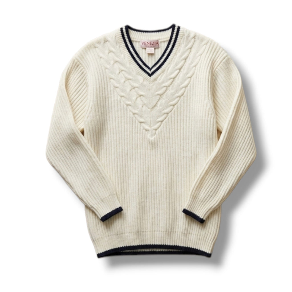 Venezia Jeans Co. Women's Plus Size 14/16 cream Cable Knit V-Neck Sweater