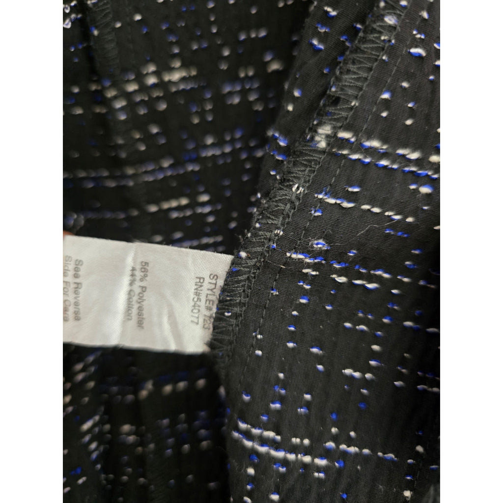 Cabi Women's Size 6 Black Blue Textured Knit Zip Front Blazer Jacket