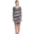 Derek Heart Women’s Geometric Print Ruched Bodycon Dress – Size Large