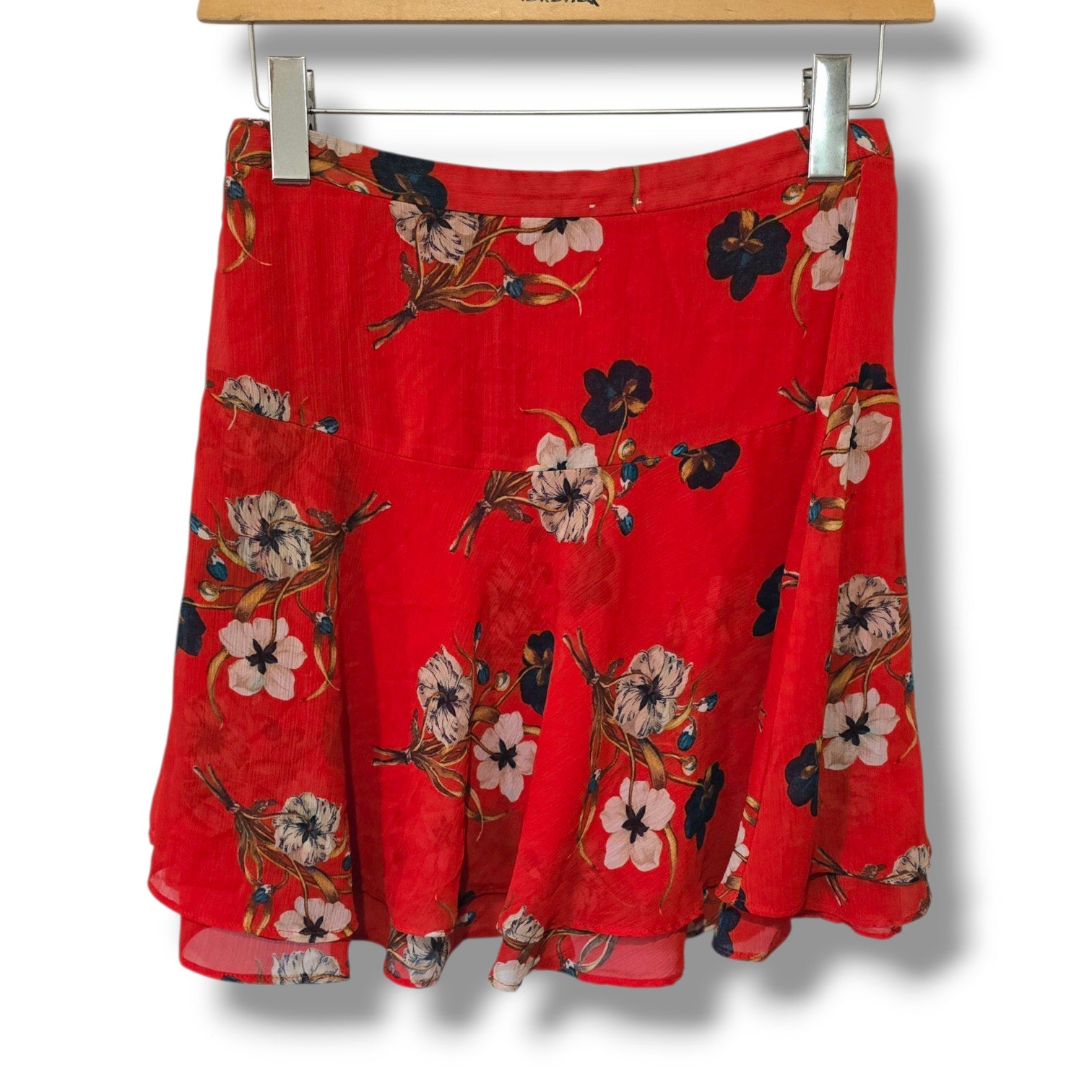 Old Navy Women’s Red Floral Layered Skirt Size 0 | Boho Summer