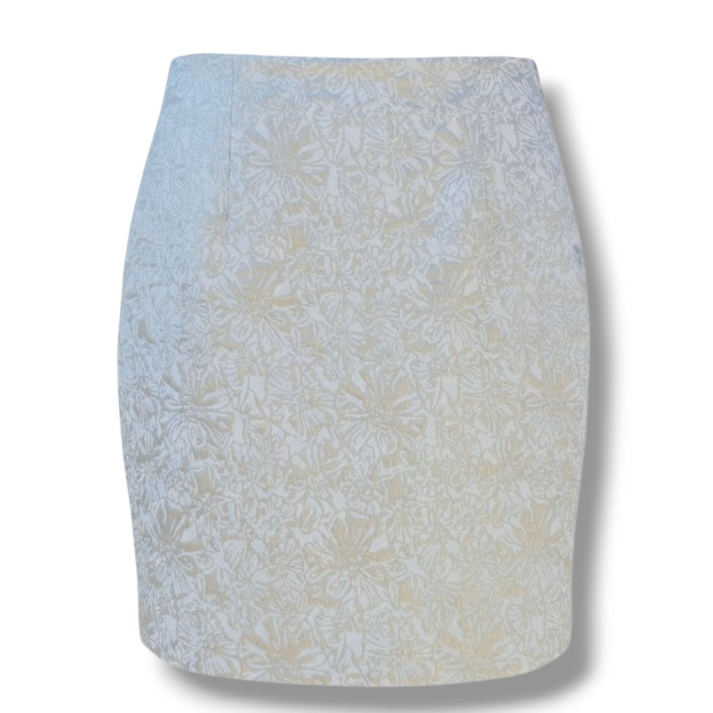 Liz Claiborne Villager women's Metallic Floral Pencil Skirt Shimmer Size 8