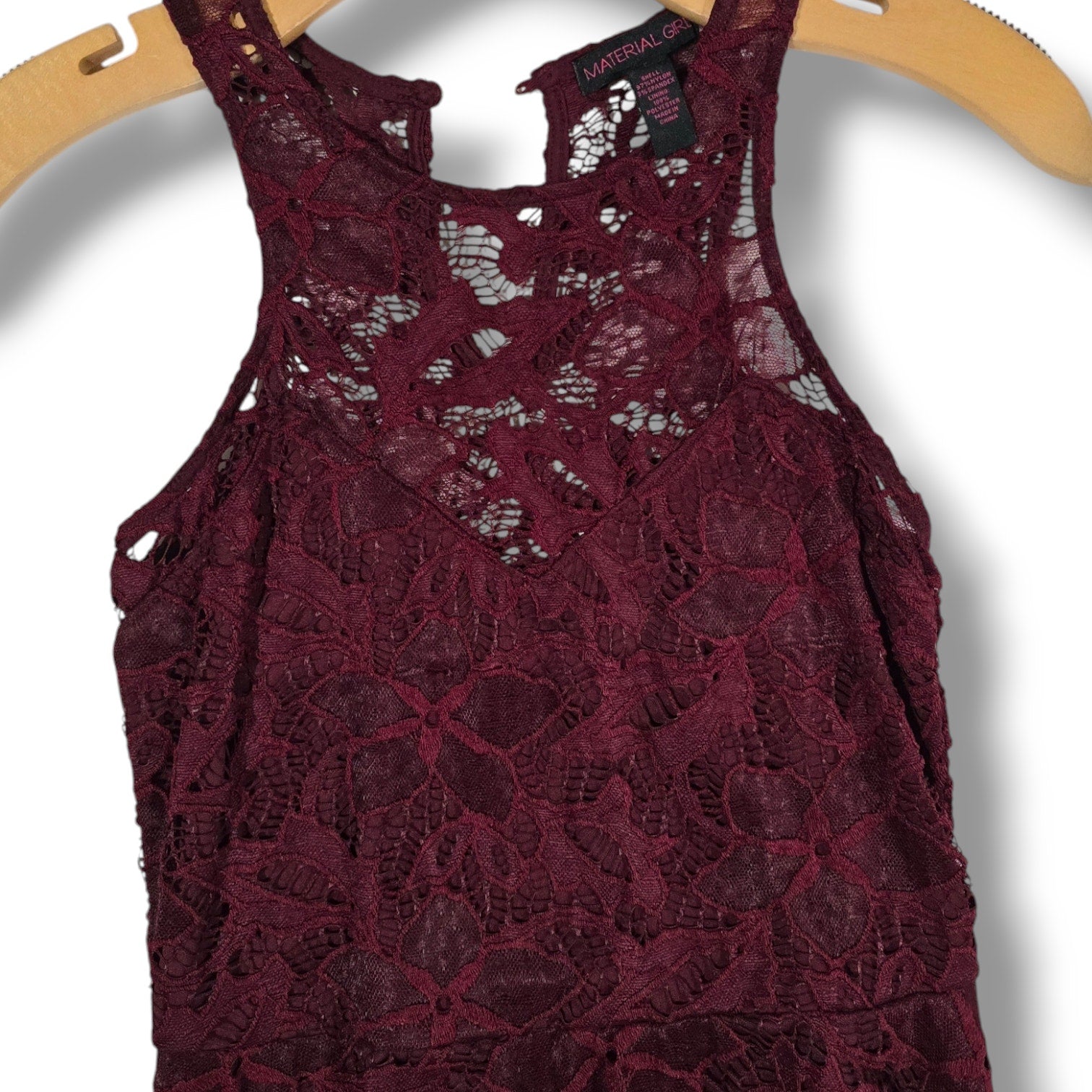 Madonna Material Girl Women’s Burgundy Lace Sleeveless Fit & Flare Dress Medium