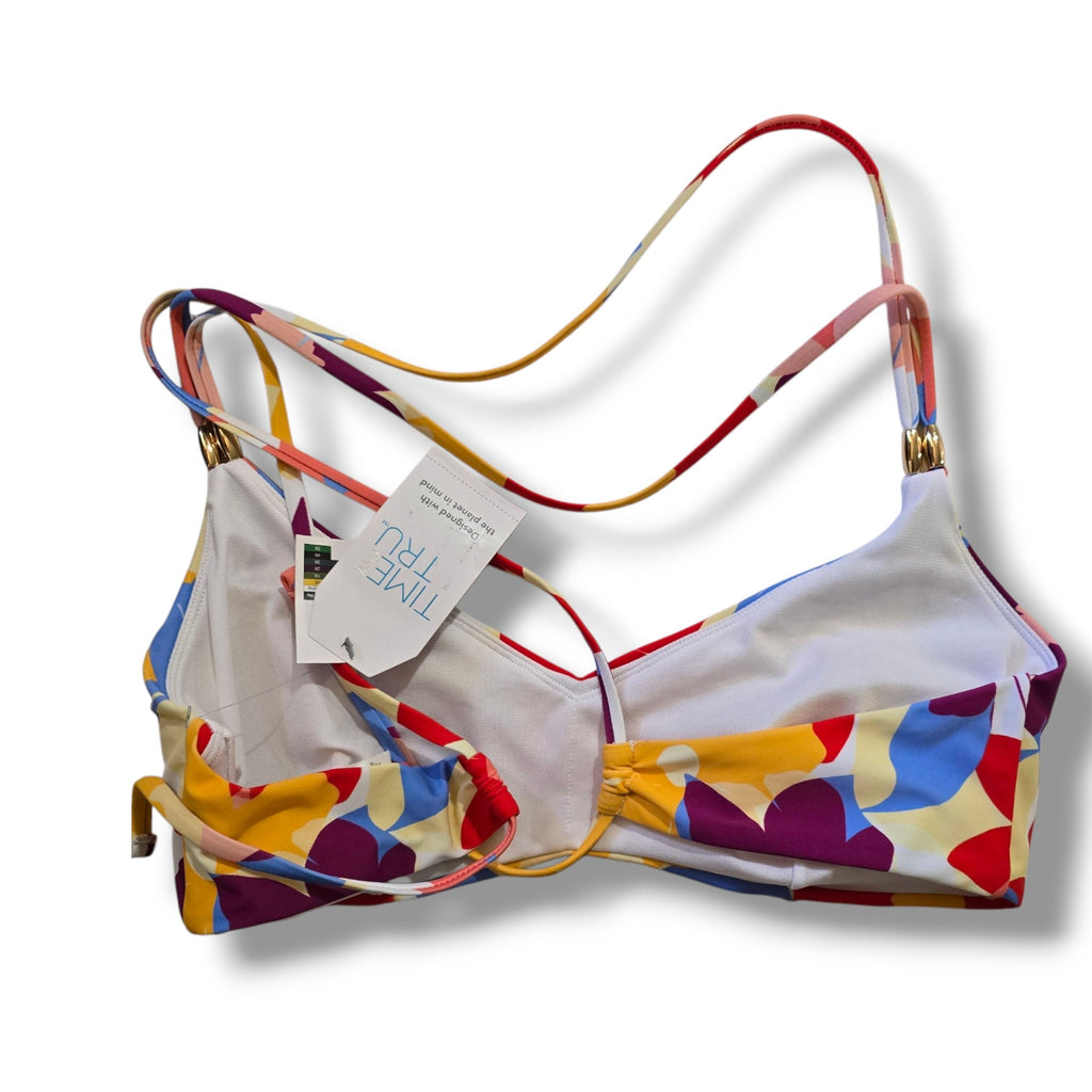 Time and Tru Women’s XL Bright Floral Strappy Back Swim Top NWT