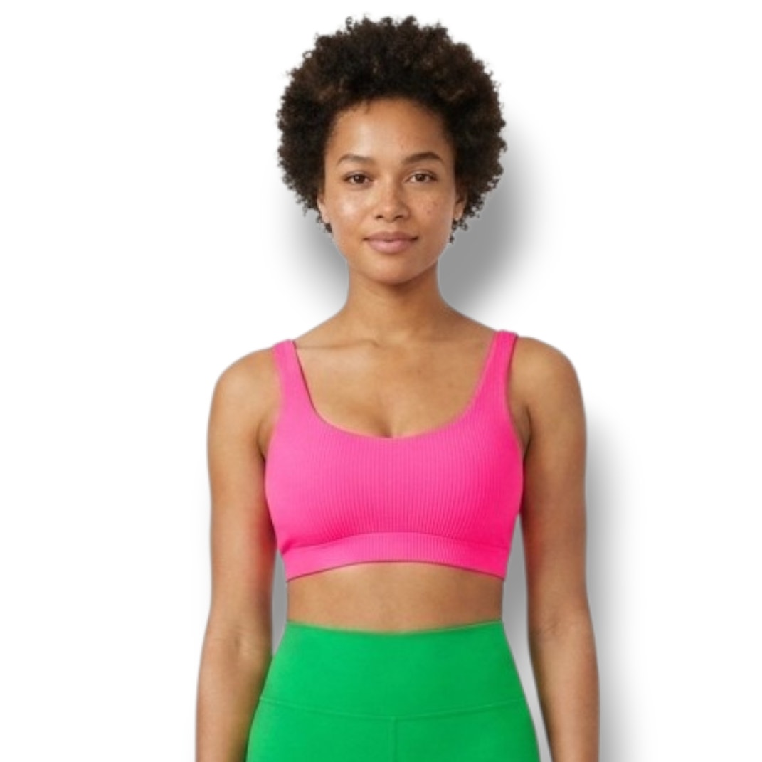Hollister Women’s Pink Ribbed Scoop Neck Bikini Top - Small NWOT