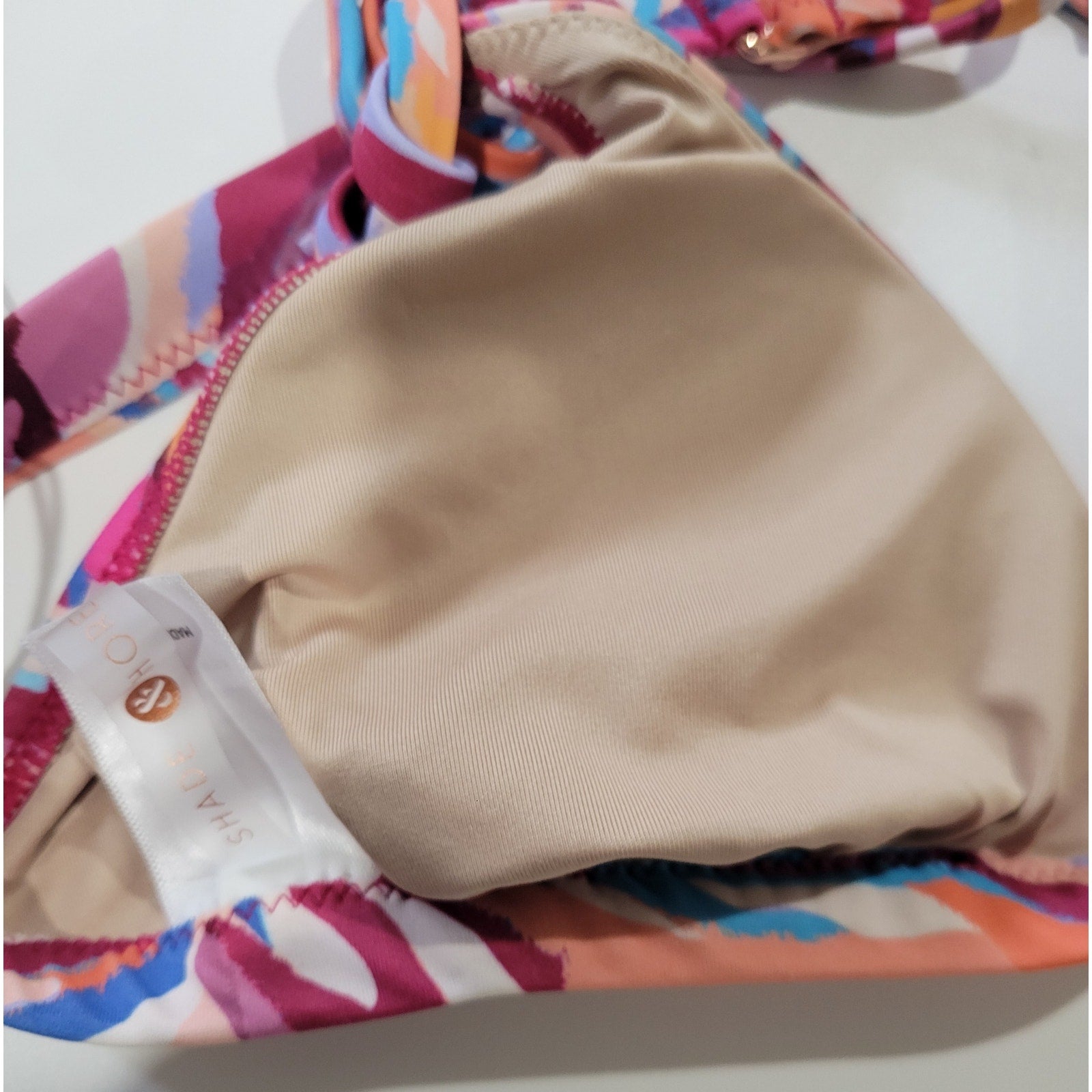 Shade & Shore Women’s Multicolor Shoulder Tie Triangle Bikini Top Medium NWT
