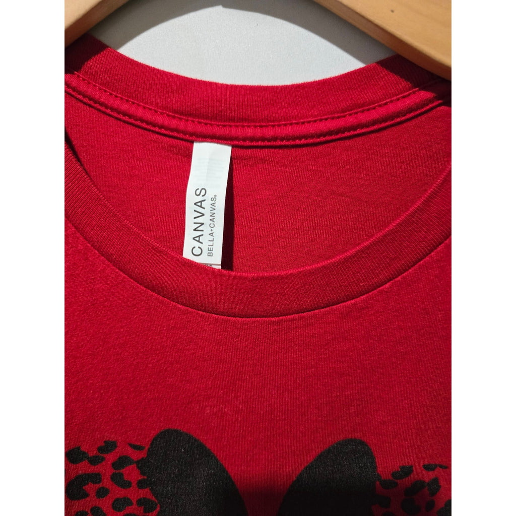 Bella + Canvas Red Minnie Mouse Leopard Print Graphic Tee – Size 2XL