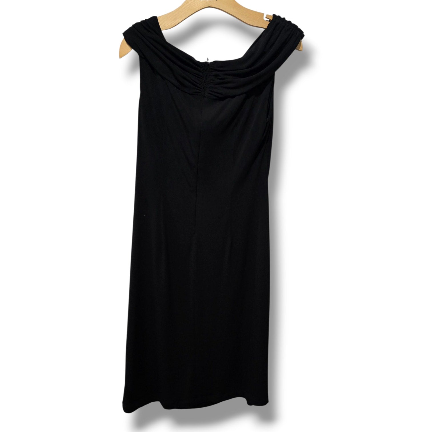 Connected Apparel Women’s Black Off-Shoulder Floral Accent Dress