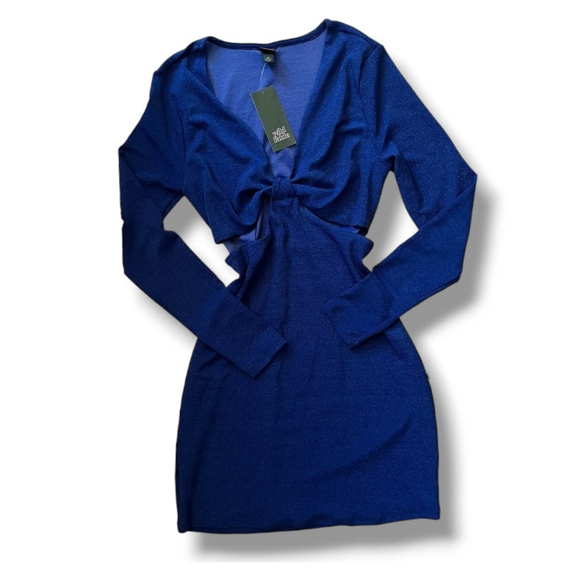 Wild Fable Women’s Blue Long Sleeve Cut Out Lurex Bodycon Dress Small NWT