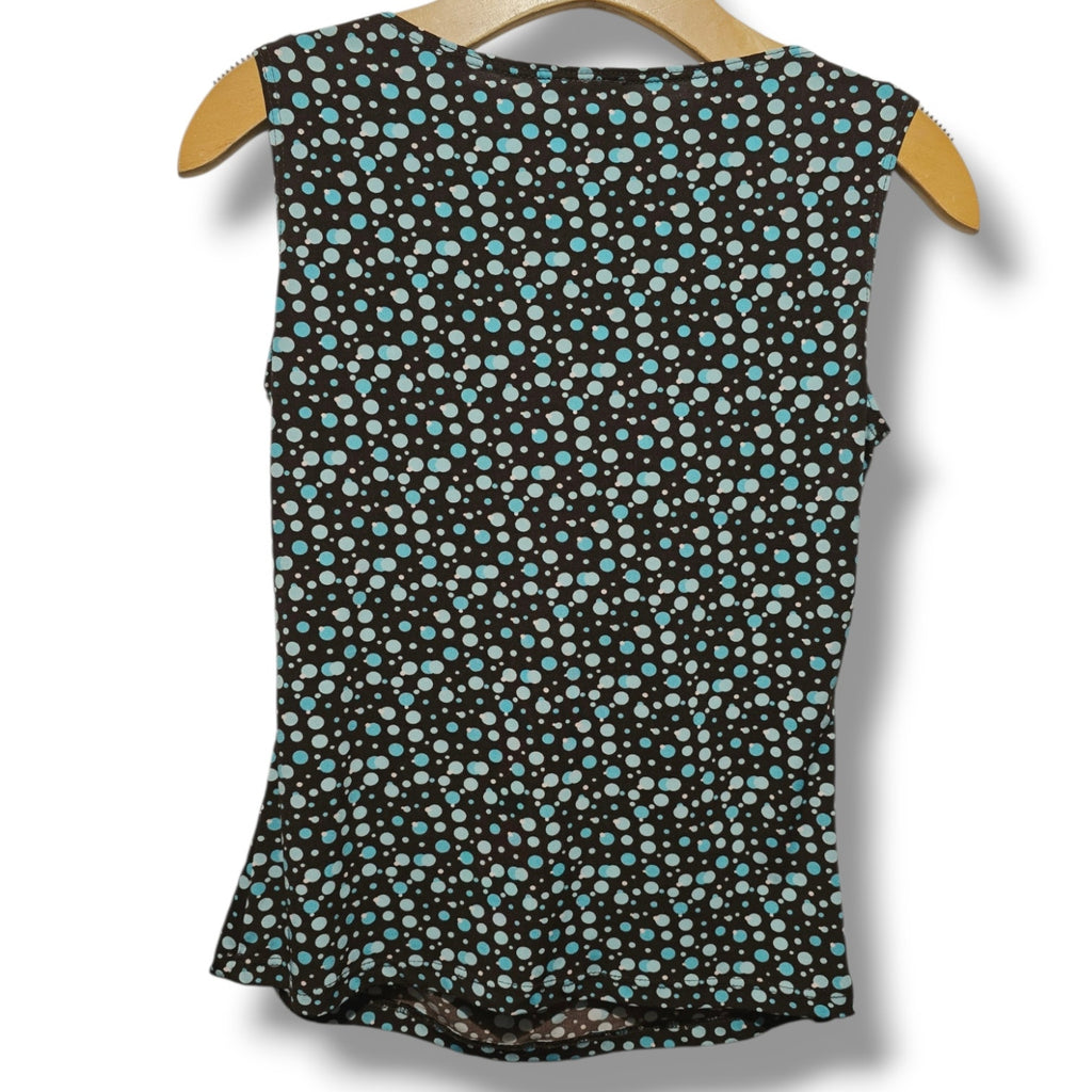 Perception Concept Women's PM Brown Blue Polka Dot Cowl Neck Tank Top