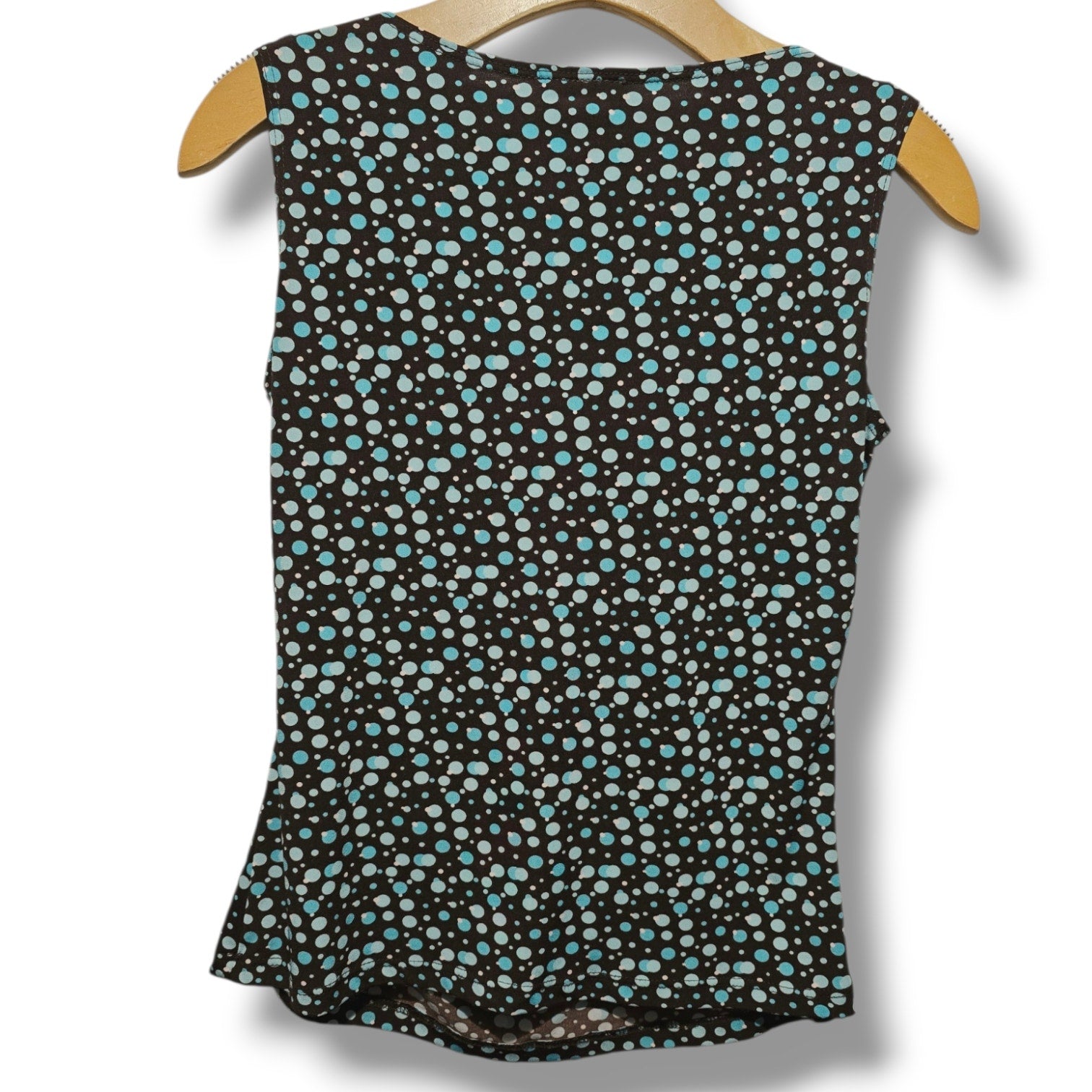 Perception Concept Women's PM Brown Blue Polka Dot Cowl Neck Tank Top