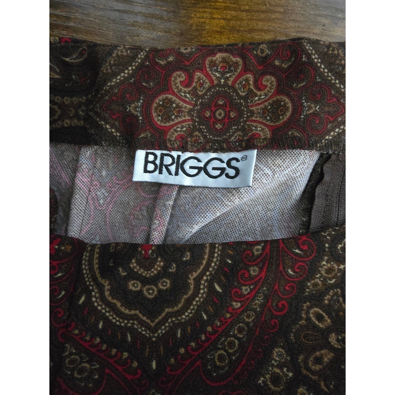 Vintage Briggs Women's Size 13/14 Brown Burgundy Paisley Tapestry Pencil Skirt