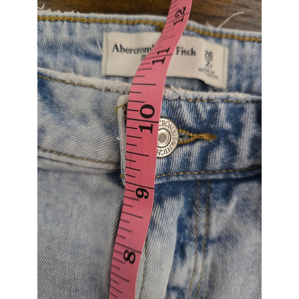 Abercrombie & Fitch Curve Love Mom High Rise Distressed Light Wash Jeans 26/2