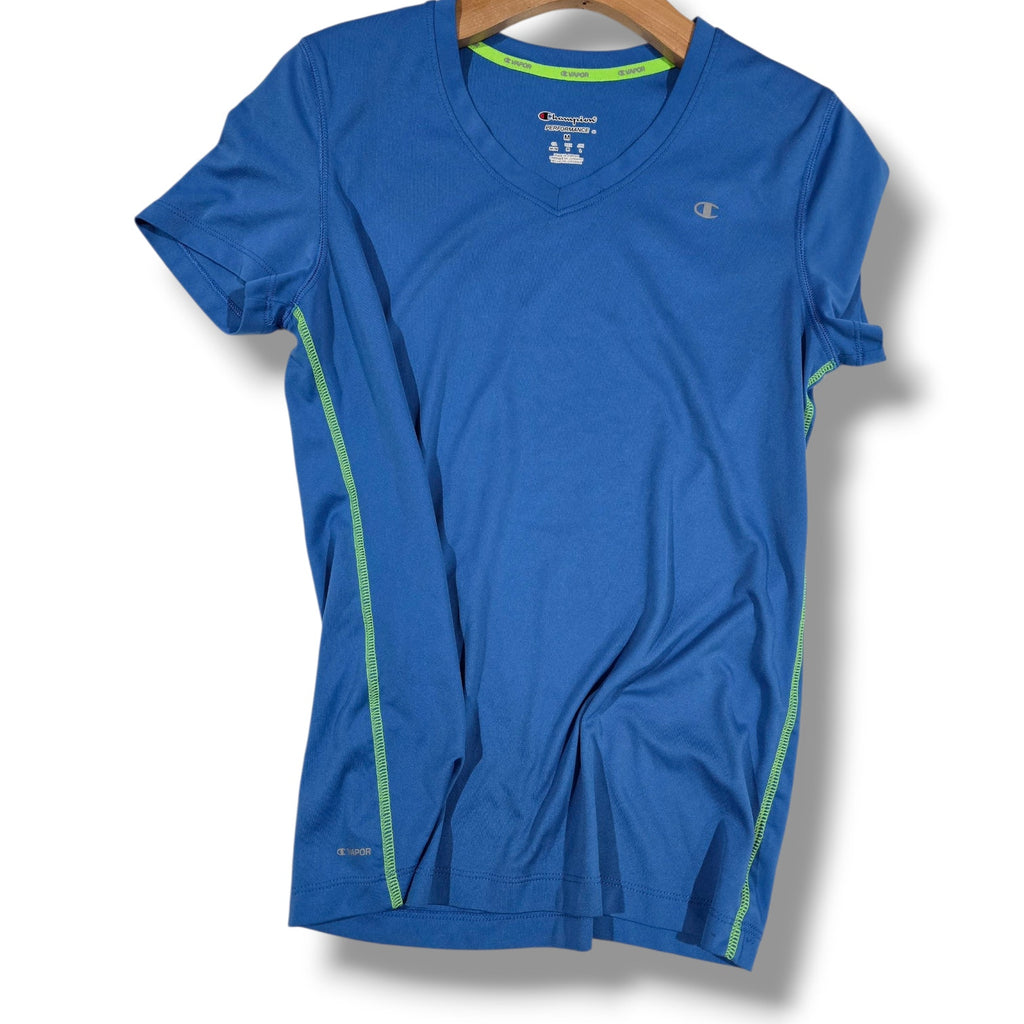 Champion Women’s Blue Performance V-Neck Athletic Tee – Size Medium