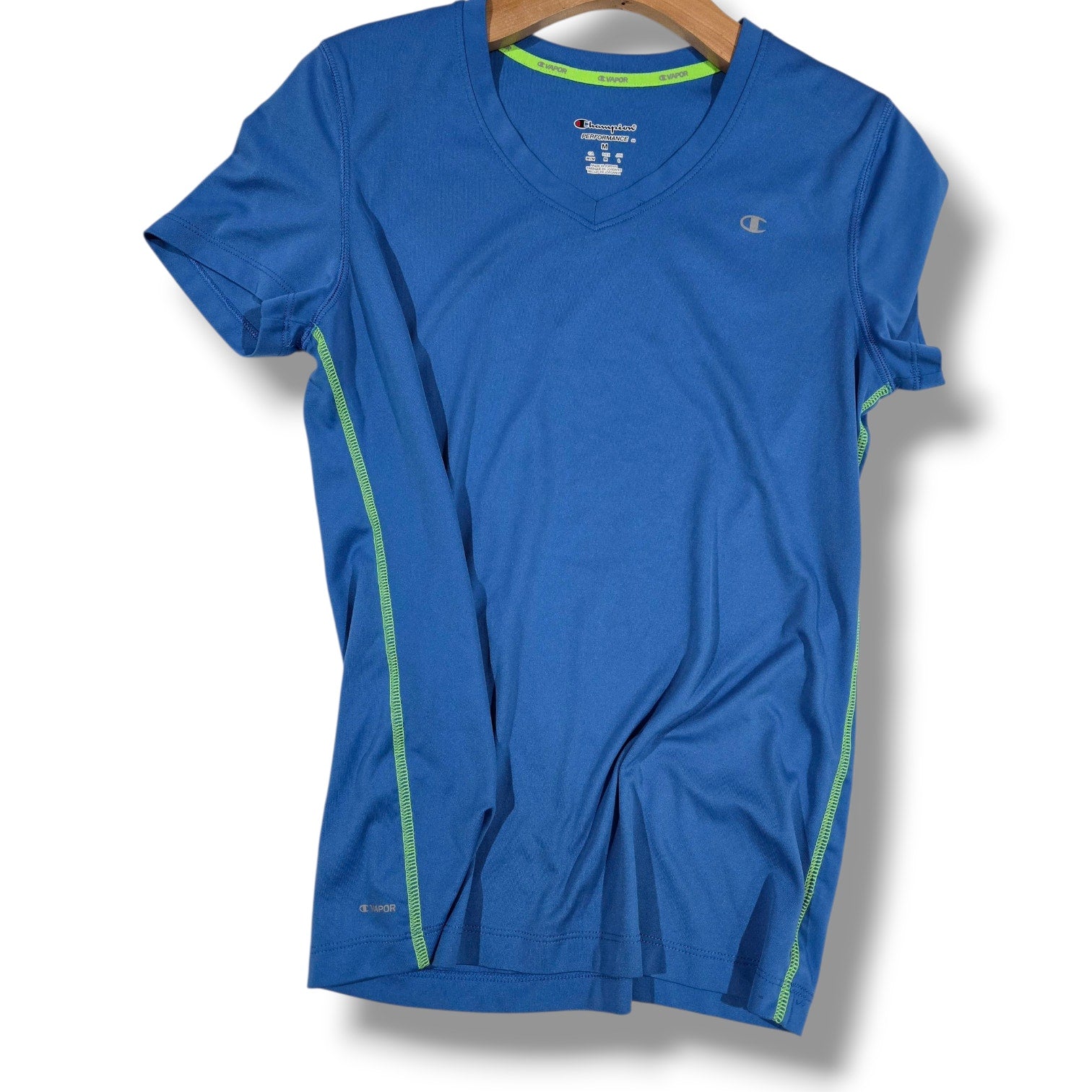 Champion Women’s Blue Performance V-Neck Athletic Tee – Size Medium