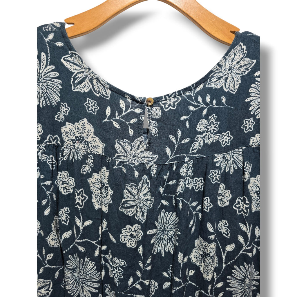 Sonoma Goods for Life women's Plus Size Blue Floral Babydoll Blouse 2x