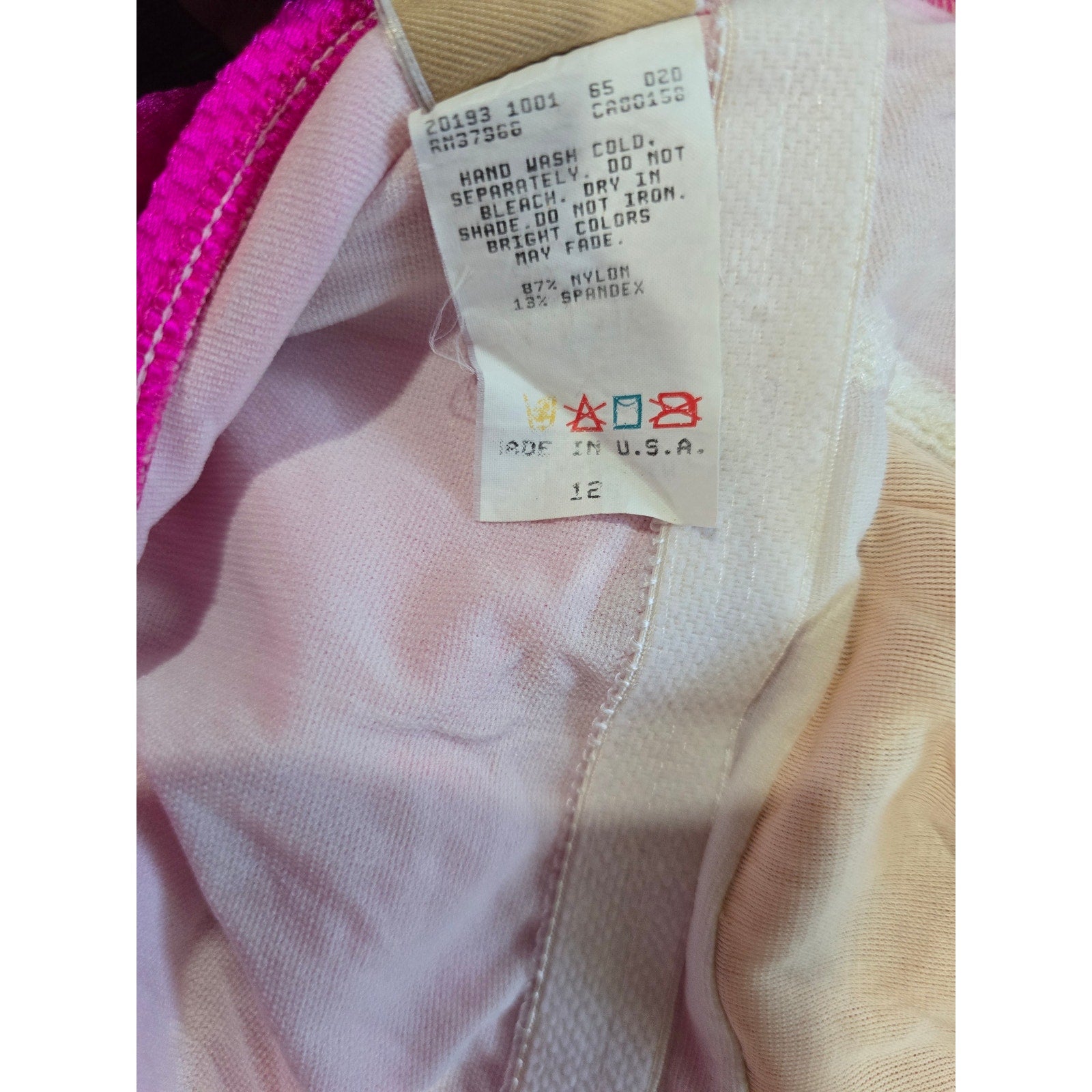 Vintage Le Cove Hot Pink Textured One Piece Swimsuit Size 12 Made in USA