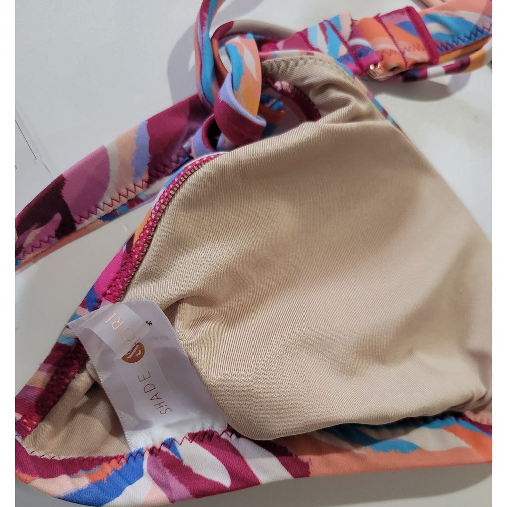 Shade & Shore Women’s Multicolor Shoulder Tie Triangle Bikini Top Medium NWT