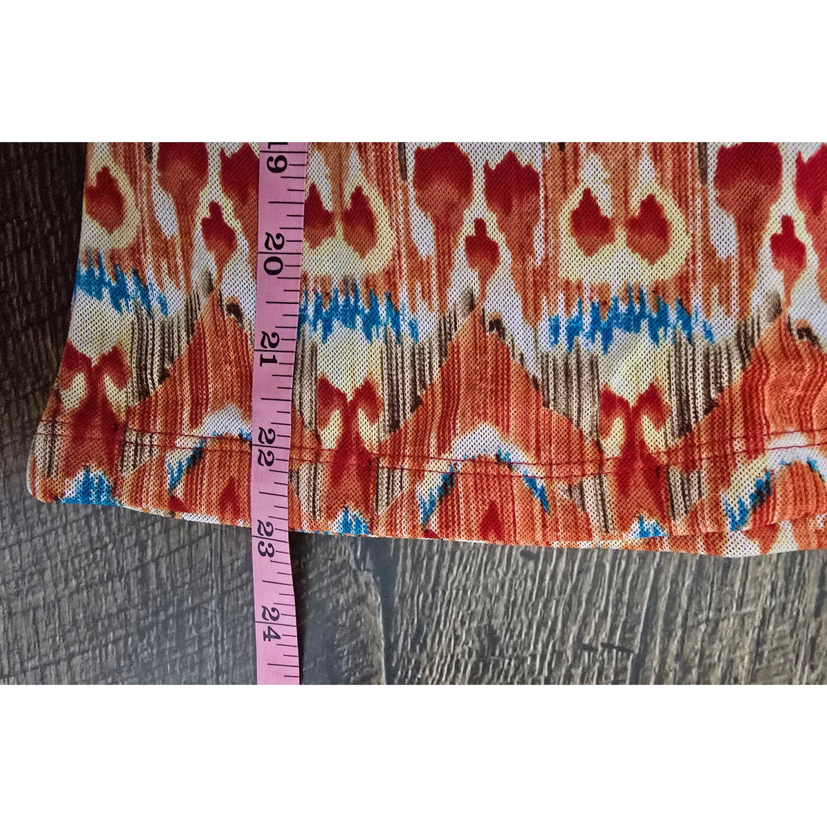Evan-Picone Orange Ikat Mesh Overlay Tank Top Lined Sleeveless Blouse Large