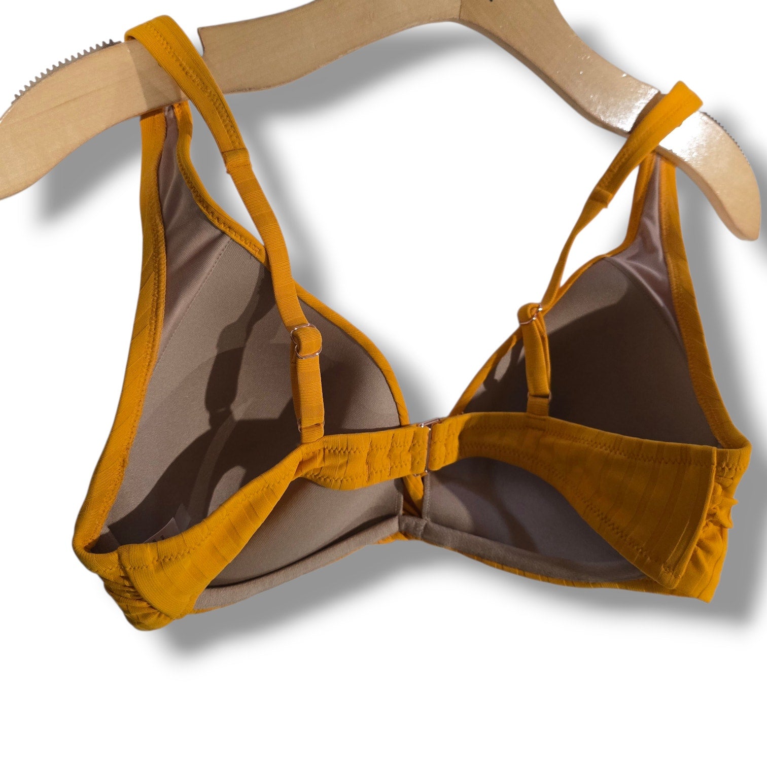 Shade & Shore Ribbed Mustard Yellow Underwire Bikini Top – 34D NWT