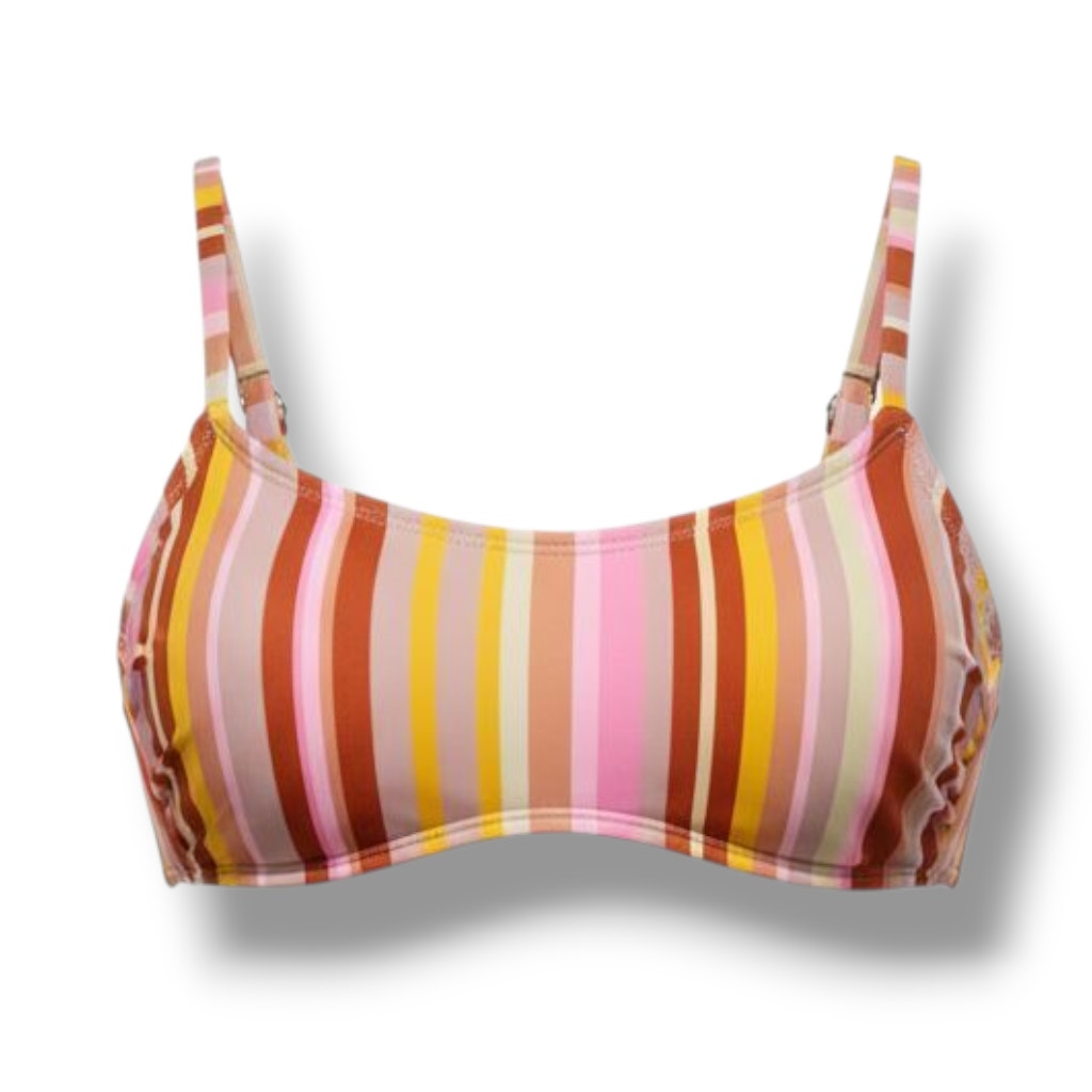 Xhilaration Juniors’ Multicolor Striped Scoopneck Bralette Bikini Top NEW