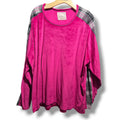 Cuddl Duds women's plus size Hot Pink Plush Fleece Plaid Trim Pajama Top