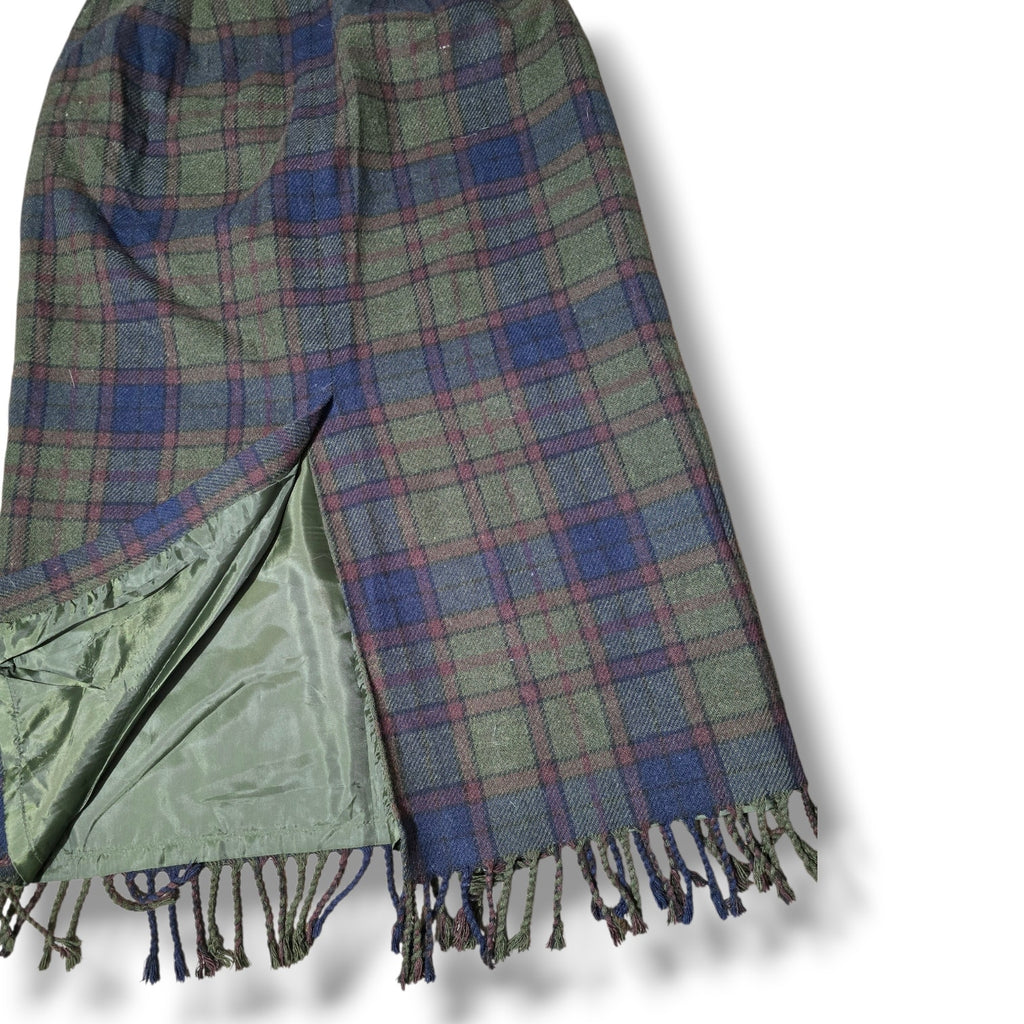 Worthington women's Petite Plaid Fringe Midi Skirt -8P