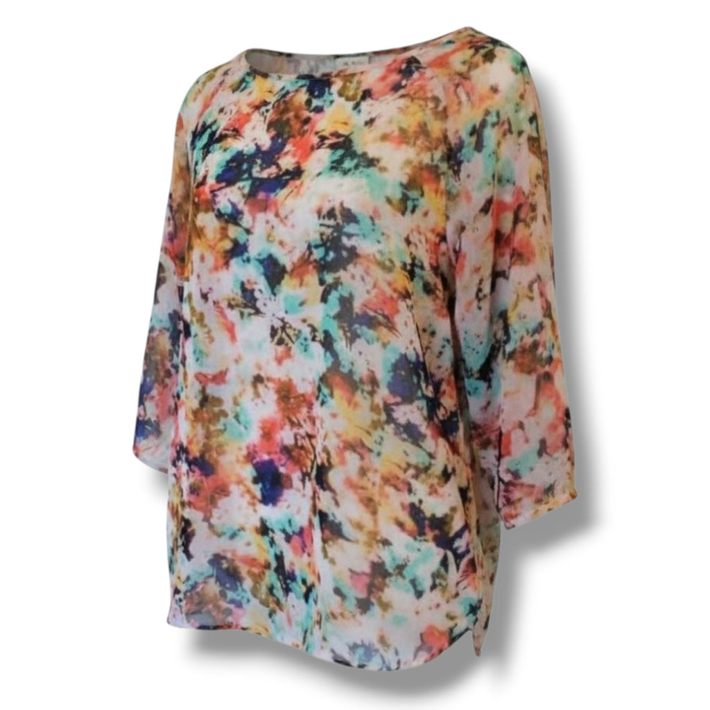 A New Approach Petite Multicolor Semi-Sheer Blouse – Size Small