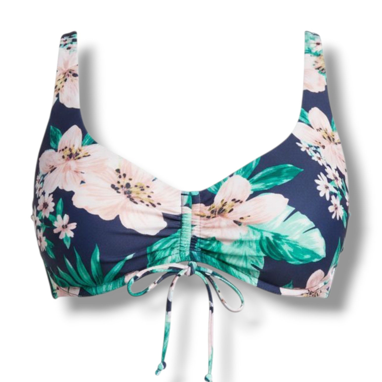 Kona Sol Women’s Cinch Front Floral Sea Breeze Bikini Swim Top Small NWT