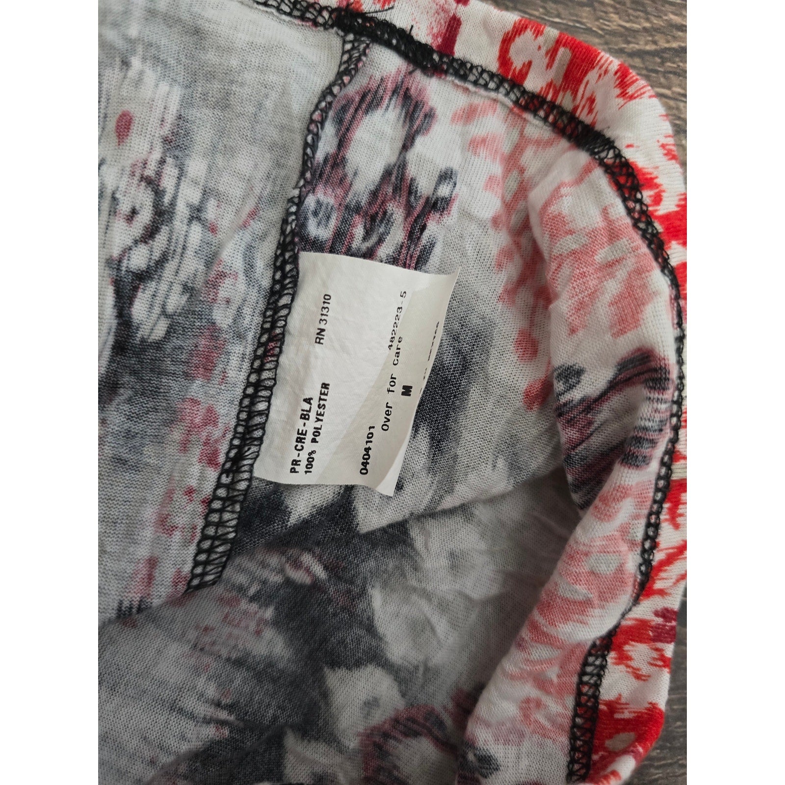 AB Studio Women's Size Medium Red Black Tribal Ikat Embellished Scoop Neck Top