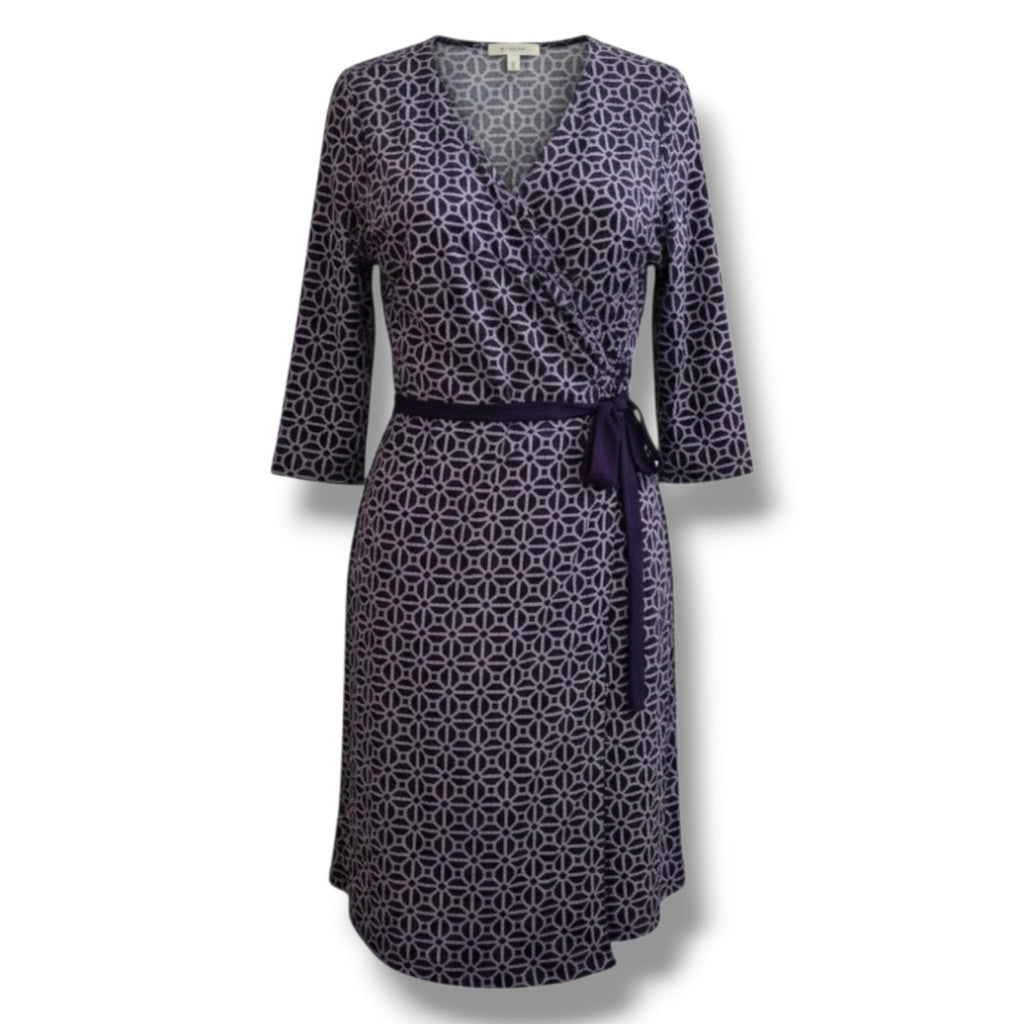 LuLaRoe Women’s Geometric Wrap Dress Purple White Size Large