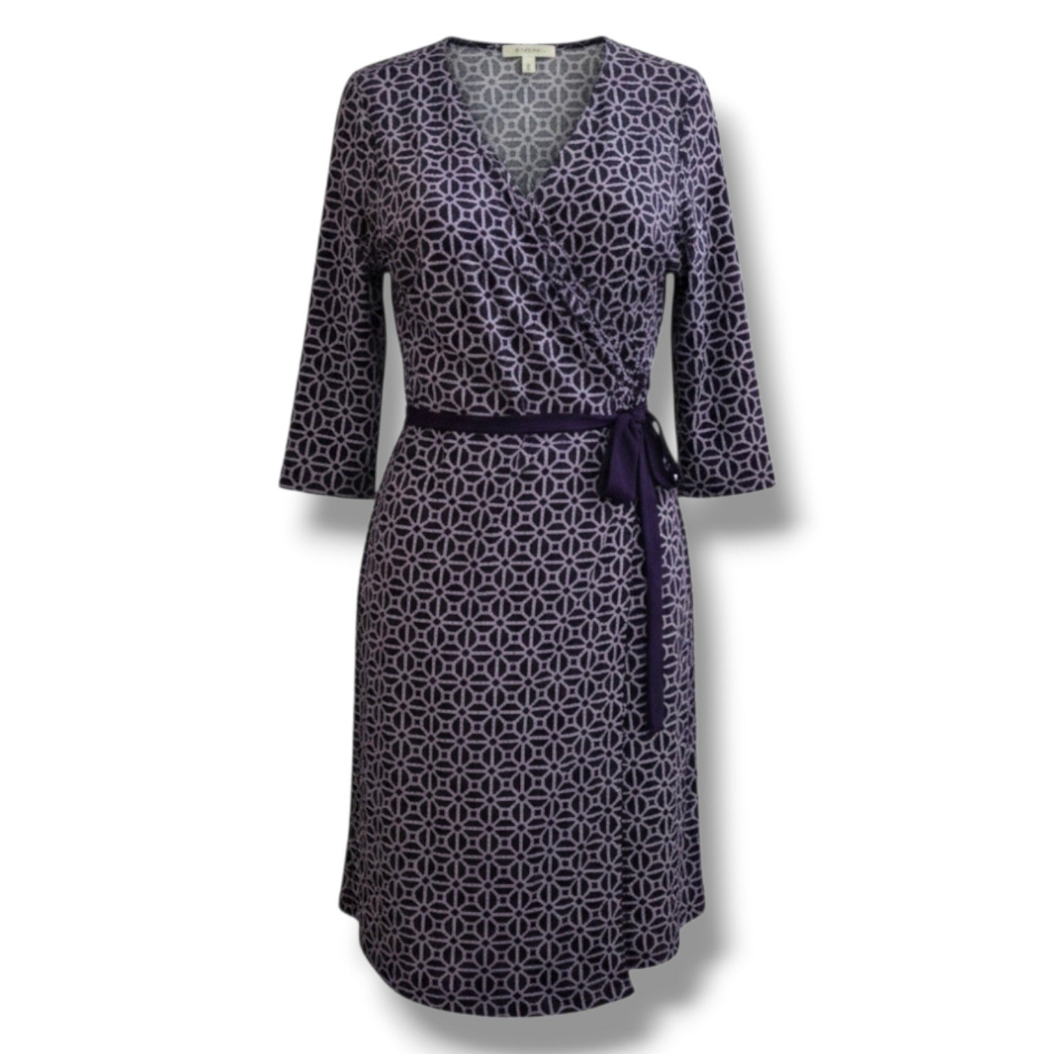 LuLaRoe Women’s Geometric Wrap Dress Purple White Size Large
