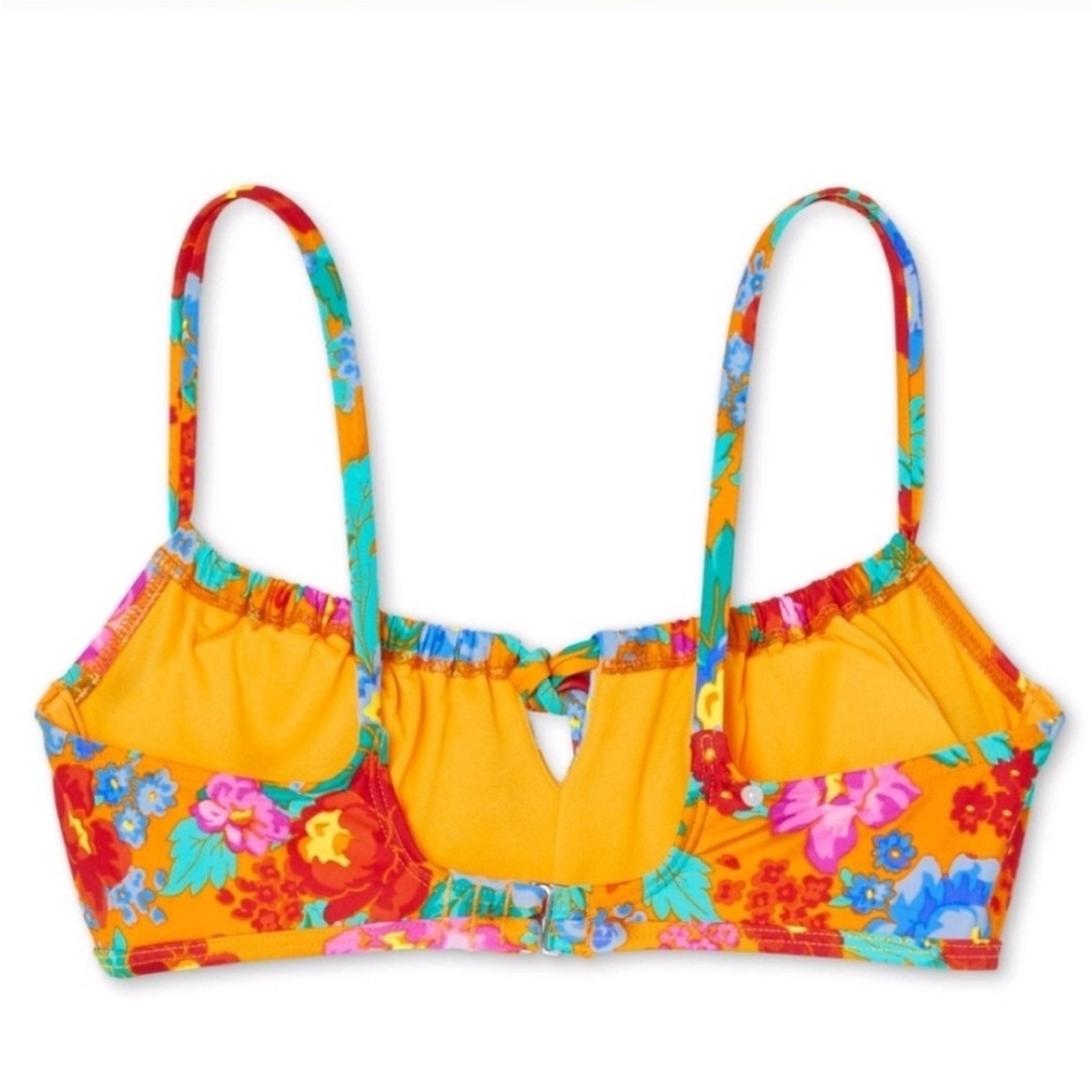 Xhilaration Juniors Orange Floral Tie-Front Bralette Bikini Top – Size XS, New