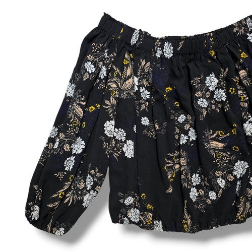 bebe women's Black Floral Off-the-Shoulder Blouse