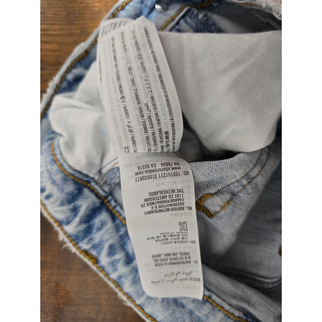 Abercrombie & Fitch Curve Love Mom High Rise Distressed Light Wash Jeans 26/2